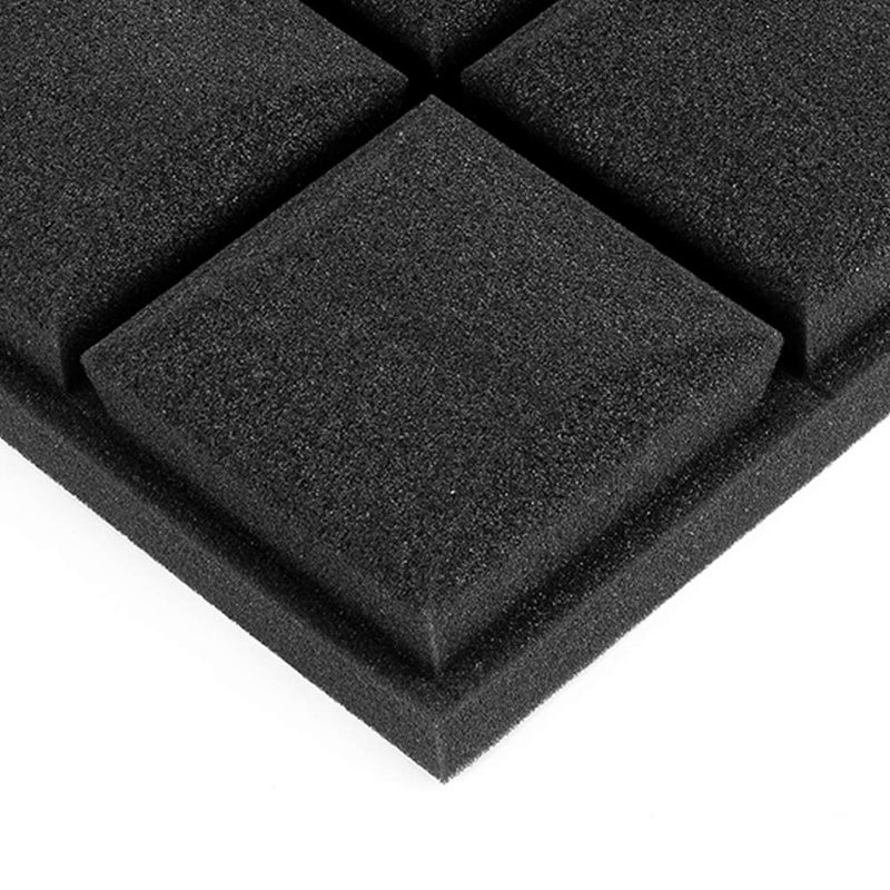 JBER 24 Pack 2" X 12" X 12" Acoustic Foam Panels,Soundproofing Wall Studio foam Panels wedges,Sound Insulation Absorbing Acoustic Treatment,9 Blocks Beveled Mushroom Fireproof Design - Black - Image 2